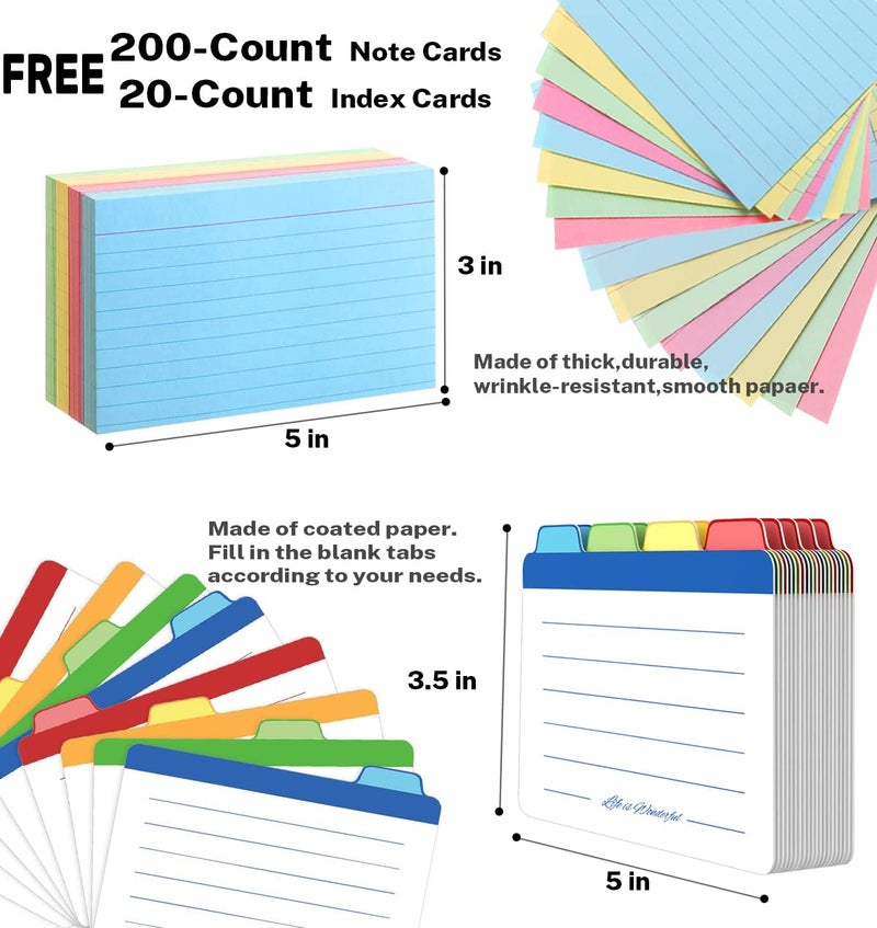 Neando 3x5 Index Card Organizer Box with Lid – Acacia Wood Note Card Holder with 200 Cards & 20 Dividers, Holds 600 Cards, 4 Compartments, Magnetic Closure – Desktop Storage for Study, Office, Recipes - Image 4